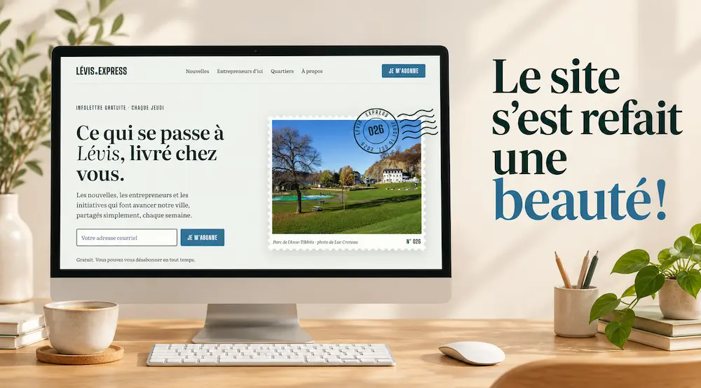 Le nouveau site de Lévis.Express affiché sur un écran d'ordinateur
